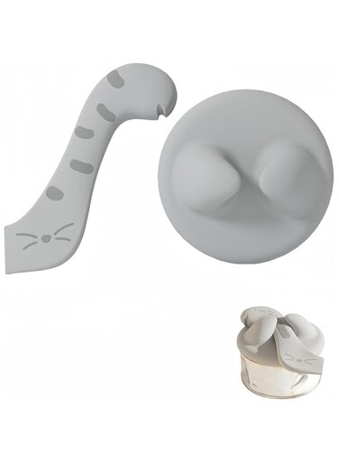 SWIUKPHE Pet Food Can Lid and Can Spoon, Wet Cat Food Spoon, Dog Food Cover Lids for Cans, Silicone Can Lids and Wet Food Spoon for Cats and Dogs (Grey)