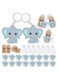 Baby Shower Guest Gift, 20 Sets of Blue Baby Elephant Keychains 20 Organza Bags 20 Thank You Tags, Ideas Presents Party Favors Boy Girl Kid Birthday Party Supply, Baby Birthday Party Keepsakes