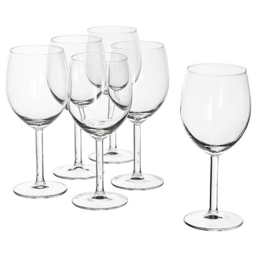 Stemmed Wine Glass, Clear Glass, 30 cl, 6-Pack