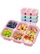 Azonee 4 Pcs Bento Box, 5 Compartment Bento Box with Transparent Lid for Food Storage and Snack Contain, Reusable Bento Lunch Box for School, Work, Travel, and On-the-Go Meals