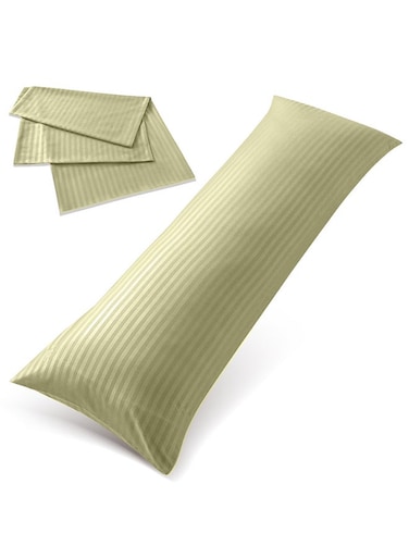 Linen Klub Long Body 1Pc Stripe Pillowcase - 100% Microfiber with envelope closure, Soft and Durable Quality, Size : 45 x 125cm , Olive