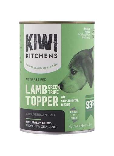 Kiwi Kitchens Grass Fed Lamb Green Tripe Topper for Supplemental Feeding Canned Wet Dog Food 375G