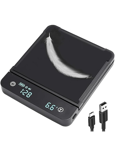 NALACAL Digital Coffee Scale with Timer, 0.1g High Precision Food Scale, Waterproof Rechargeable Kitchen Scale, Pour Over Espresso Weight Scale, Mini Coffee Scale with Touch Sensor Pad, 6.6 lbs/3 kg