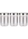 Royalford 2000 ML PET Container Set with Steel Cap- RF11713 Pack of 3,Storage Container with Silver Foil Print Transparent Container Cereals and Spices For Kitchen Organization with Leak-Proof Lid