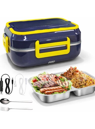 Lunch Box 40W Fast Heating 1.5L &acirc;&euro;&ldquo; 3-in-1 Portable Food Warmer with 304 Stainless Steel Removable Container, Leakproof Design, Fork, Spoon &amp; Carry Bag &acirc;&euro;&ldquo; Heated Lunch Box for Office, Home &amp; Travel