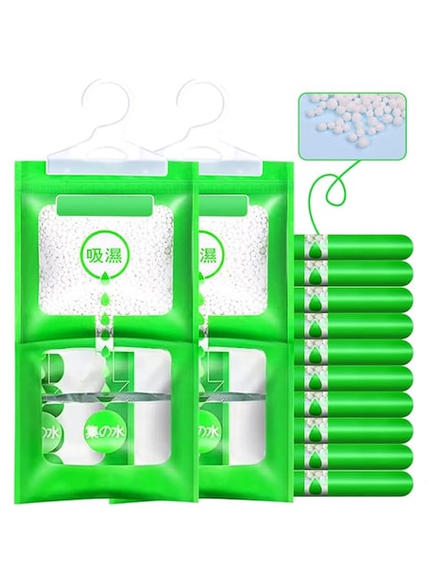 Homarket 12 packs Moisture Absorber and Odor Eliminator Hanging Bags to Rid Damp in Closet, Safe, Cars, Wardrobes, Basement, Gym Bag  Humidity Bags for Closet and wardrobes (12 Pack)