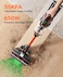 Cordless Vacuum Cleaner, 650W/55KPa/70Mins Stick Vacuum, Foldable design with 1m Hose, Auto Mode, Fragrance, LED, Wall-Mounted Charging,
