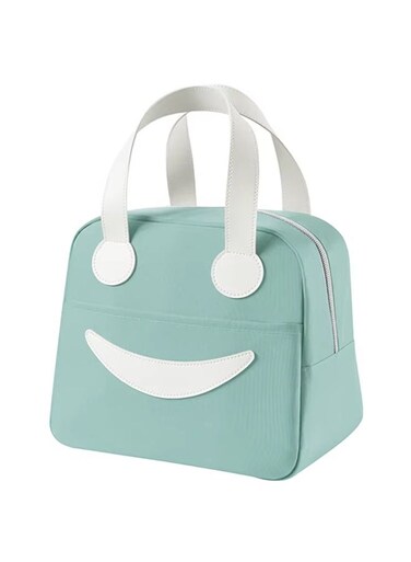 Insulated Lunch Box Bag - with Smiling Face Design &acirc;&euro;&ldquo; Leak-Proof Thermal Oxford Tote with Leather Handle &acirc;&euro;&ldquo; One Main Compartment &amp; Outer Pocket &acirc;&euro;&ldquo; For Office, School, Work, Travel, Snacks &acirc;&euro;&ldquo; Reusable &amp; Lightweight &acirc;&euro;&ldquo; Size 23.5x14x20.5 cm &acirc;&euro;&ldquo; 6.5L Capacity