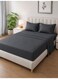 Linen Klub Striped Microfiber Fitted Sheet Set - Double (120 x 200 cm) + 2 Pillowcases (50 x 75 cm), Premium, Durable Quality, and Deep Pocket for a Perfect Fit, Dark Grey