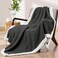Waffle Sherpa Blanket Throw Size (127cm x 152cm), Luxury Plush Flannel Fleece for Winter, Reversible &amp; Cozy Soft, Black