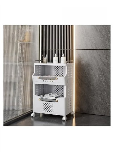 Multi Layered Shelves Clothing Storage Baskets Clothes And Miscellaneous Items Storage Baskets With Wheels Bathroom And Household Use