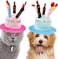 KASTWAVE 2 PCS Birthday Party Hats for Pets, Adorable Plush Cartoon Happy Birthday Cake with Candles Shape Adjustable Hat Strip Hats Set for Dogs Cats Birthday Celebrations (Pink and Blue)