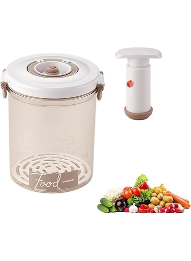 NALACAL Vacuum Seal Containers, Marinade and Keep Food Fresh with Time Dial, BPA Free, Drainer, Vacuum Seal Food Storage Containers With Hand Pump, w/Lids, Microwave Friendly (6.16Cups Circular)