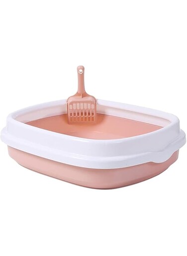 Sunnyrobby Cat Litter Box &ndash; Large Litter Tray with Rim Anti Germ Pet Toilet Easy to Clean, Litter Basin for Cats, Small Dogs, and Rabbits. Durable and Lightweight