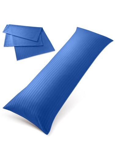 Linen Klub Long Body 1Pc Stripe Pillowcase - 100% Microfiber with envelope closure, Soft and Durable Quality, Size : 45 x 125cm , Royal Blue