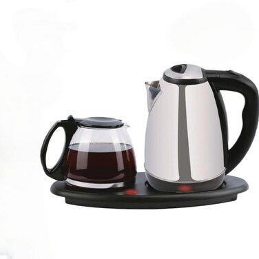 Electric Kettle with Glass Jug Set, 1800W Fast Boil, 1.8L Kettle + 1.2L Jug, Auto Shut-Off
