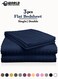 3 Piece Luxury Navy Blue Striped Bed Sheet Set with 1 Flat Sheet and 2 Pillowcases for Hotel and Home Crafted from Ultra Soft and Breathable Microfiber for Year-Round Comfort, (Single/Double)