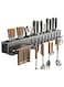 JANNAH Kitchen Knife Rack Heavy-Duty Metal No Drilling Wall Mounted Kitchen Cutlery Organizer With 10Hooks Towel Holder And Utensil Holders (STYLE-A)