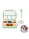 Bento Lunch Box for Kids, 4 Compartment Kids Lunch Box Leak Proof, Cute Bento Snack Box for Adults and Kids With Utensils, Lunch Containers BPA-Free, Microwave Bento Box (Green)