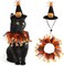 Cat Witch Costume Suit for Halloween Party Decoration, Small Dogs &amp; Cats Tutu Collar and Witch Pumpkin Hat Cute Costume Suit Kitten Outfit Clothing for Birthday Party Thanksgiving Halloween Holiday