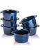 vicrays Creme Brulee Ramekins Ceramic Bowls - Mini Custard Cups 6 oz oven Safe Bowls Souffle Dishes for Baking Individual Casserole Dipping Sauce Pioneer Woman Bakeware Set of 6, Blue