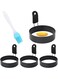 HOOTO 4PCS Egg Rings with Silicone Handle, Stainless Steel Egg Cooking Rings, Nonstick, Round Mold Shaper For Frying Eggs and Egg Mcmuffins, Egg Mold For Breakfast 7.5cm with Brush