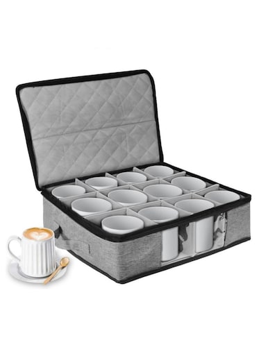 Cup Storage Box 12Cells Organizer Coffee Mug Storage Box Moving S torage Box Glass Organizer Transportation Prevents Cracking Felt Plate Divider Included For Moving Seasonal Storage