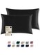 Satin Pillowcase for Hair and Skin, Super Soft and Cooling Similar to Silk Pillow Cases 2 Pack with Envelope Closure, Gift for Women Men(20"x26" Standard Size) (Black)