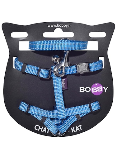 Bobby cat pack harness plus leash safe, blue