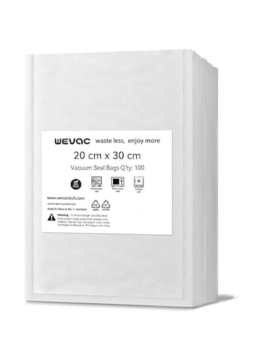 Wevac [2024 New] 8" x 12" 100 Count Precut Bags, Vacuum Sealer Bags for Food, Great for Food Storage, Sous Vide and Meal Prep, Lite