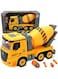Bambibo Cement Mixer Toy Truck For Kids - 1:14, Yellow Push And Go Concrete Mixer Truck   Building Block Serier Cement Mixer Toy   Diy Engineering Concrete Truck Toy   Cement Toy Truck (Cement Truck)