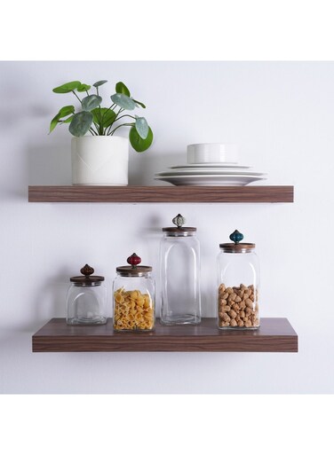 Home Amaya 4-Piece Glass Canister With Wooden Lid - Clear