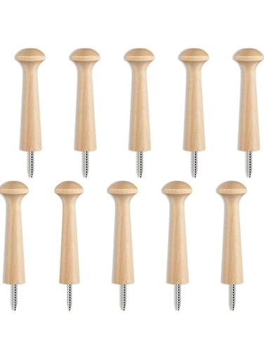 THE WHITE SHOP Wooden shaker pegs Wooden screw-in shaker pegs Wooden shaker rack for hanging clothes, hats, towels etc DIY Paint Colours Clothes Hooks Clothes Hat Hooks Wall Decoration Entryway Hooks(