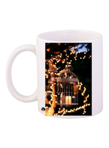 Candle Printed Coffee Mug White/Black/Gold