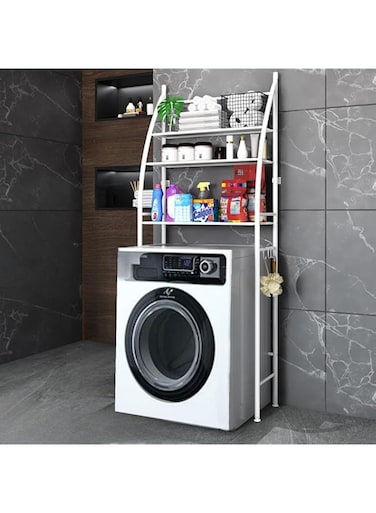 SKY-TOUCH Washing Machine Storage Shelf Rack 3 Tiers, Bathroom Shelves Toilet Shelf Space Saving,Easy to Assemble Bathroom Storage Shelf No Drilling