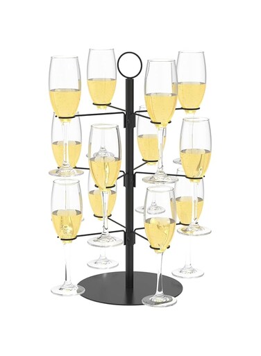 Angju Champagne Tower Cocktail Tree Stand, Wine Glass Display For Drinks, 3 Tier - 12 Holders Cocktail Glass Holder For Champagne, Cocktails, Martini, Margarita Cups at Weddings, Bridal Shower