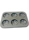 ER ECOM RETAILS 6-Cavity Round Carbon Steel Non-Stick Bakeware Muffin Pan - Perfect for Cakes, Cupcakes, Brownies, Pastries, Desserts
