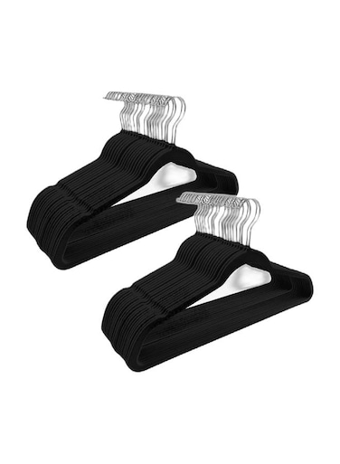 East Pack of 2 - 20 Piece Non-Slip Ultra Slim Velvet Hanger, Set Made In Sturdy Material For Closet Organization in Black, 44.5x23.5cm