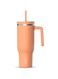 Hydrapeak Voyager 40 Oz Stainless Steel Tumbler with Handle, Insulated Water Bottle With Straw &amp; Lid, Cupholder Friendly Reusable Travel Mug (Apricot Crush)