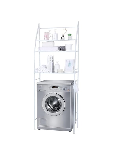 SKY TOUCH Washing Machine Storage Shelf Rack 3 Tiers, Bathroom Shelves Toilet Shelf Space Saving,Easy to Assemble Bathroom Storage Shelf No Drilling White,25x65x166 cm