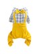 Dog Shirt Clothes Plaid Shirt Bow Tie 4 Legs Casual Shirt Overall Cool Summer Spring Autumn Vest for Small Dog Puppy Cat (Yellow, M)