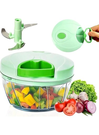 Compact 3-Blade Manual Food Chopper &amp; Whisk &ndash; 450 ml, Anti-Slip, Multi-Purpose for Chopping &amp; Whipping