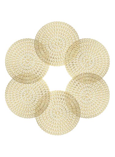 KASTWAVE Coasters 6 Pcs Hollow PVC Coaster Cup Mats for Home Festival Decorations (Gold Wheat)