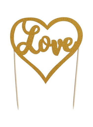 Mason Cash 2008.278 Love Gold Glitter Cake Topper, Paper