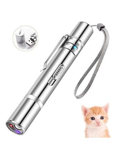 PAIDASHU Cat Toys, Interactive Laser Toys for Cats, Cat Dog Red Pointer Light Toy, 7 in 1 LED Cat Light Pen, USB Rechargeable, Pet Scratching Practice Chase Training Tool