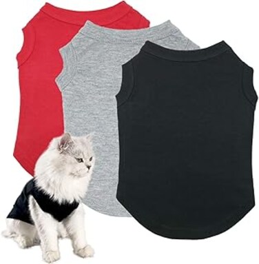 Tealots Dog Shirts Pet Clothes Blank Clothing, 3pcs Puppy Vest T-Shirt Sleeveless Costumes, Doggy Soft and Breathable Apparel Outfits for Small Extra Small Medium Dogs and Cats