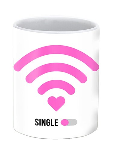 She's Single Printed Ceramic Mug White/Pink