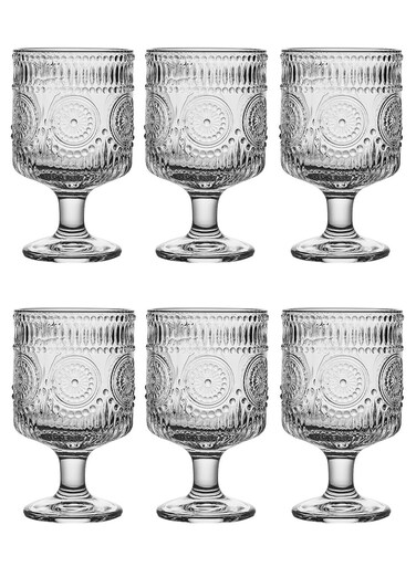 Borosilicate Glass Set, Set Of Six, Sunflower Relief Goblet For Coffee Tea Cold Drinks, 250ML
