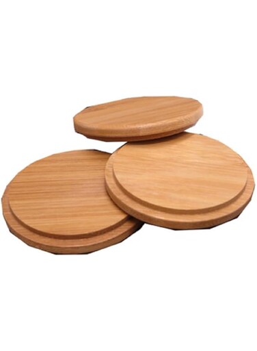 glasstore Pack of 4 Bamboo Cup Cover Wooden Cup Lid Coffee Mug Cup Lid Wooden Tea Glass Cup Cover Drink Cup Lid Set
