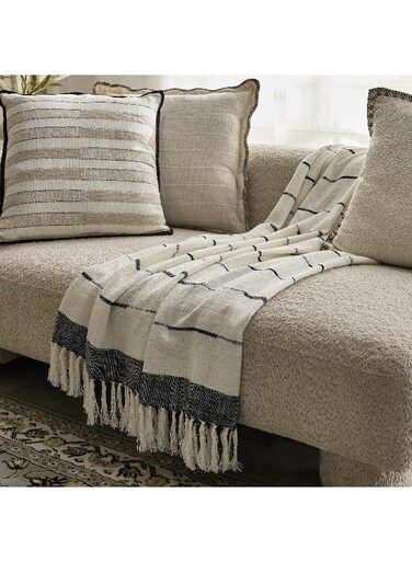 Box NoirClay Band Throw - Cream and Black